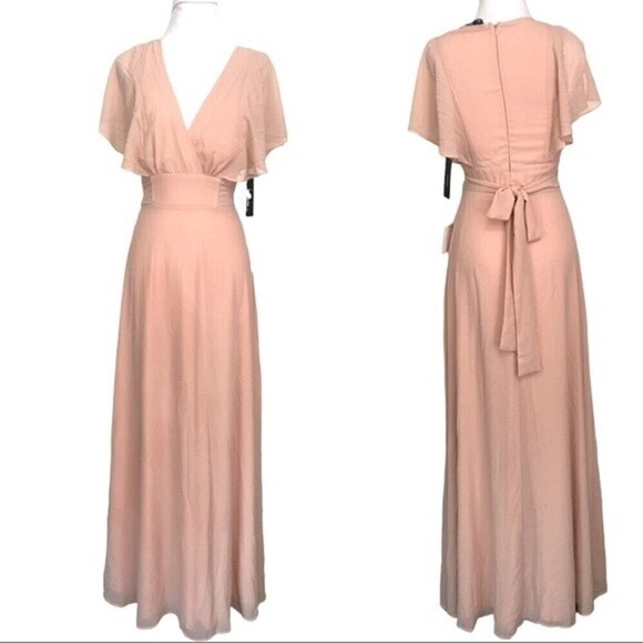 Lulus Dearly Loved Cream Pastel Flutter Sleeve Maxi Dress - Picture 2 of 16